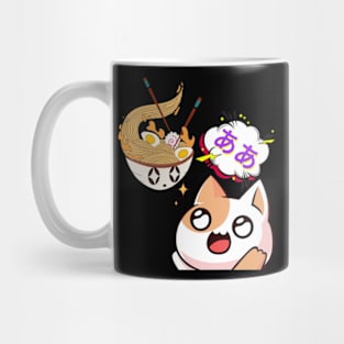 funny scared cute cat  about losing a bowl of ramen Mug